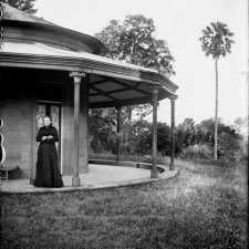 Mary Windeyer on the verandah at Tomago, NSW