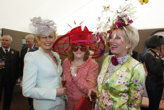 Lady McMahon, Eileen Bond and Lady Renouf in the Moet tent at the Melbourne Cup, 2003