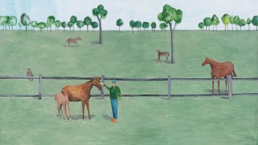 William Nuttall with horses in field, 2023 Noel McKenna