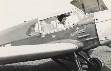 Mrs Bonney flying from Australia to South Africa via Siam. Singapore 1937 (in her aeroplane, 