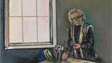 Clifton Pugh painting in the studio