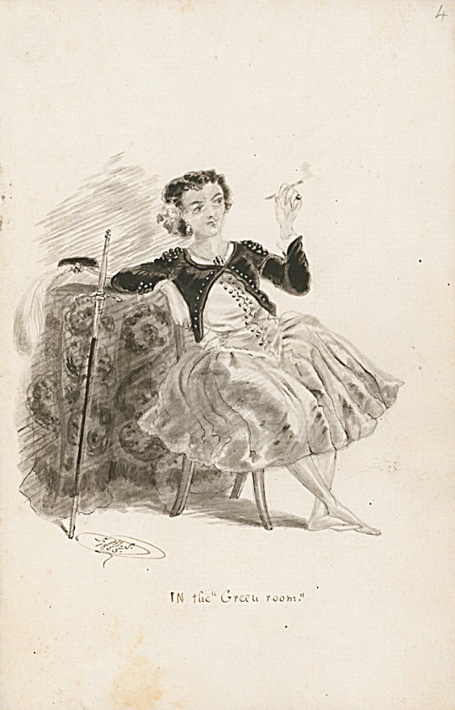 In the green room, from Sketches of visiting actors and actresses, 1855
