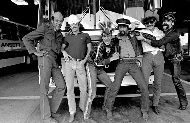 Village People in the Ansett city terminal, Franklin Street, Melbourne, 1980 David Parker