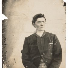 Prison photograph of Ned Kelly c.1873, image courtesy National Museum of Australia.