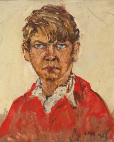 Self Portrait in red shirt, 1937 by Arthur Boyd