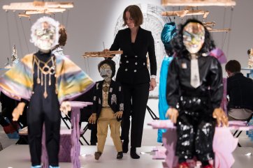 Performance still of Emily Hunt: The Grotto presented at the Art Gallery of New South Wales on 26 June 2024 Photo © Art Gallery of NSW, Anna Kucera and Jenni Carter