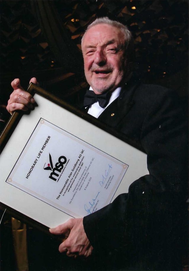 Award of Life Membership of the Melbourne Symphony Orchestra August, 2013