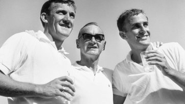 Tony Roche, Harry Hopman and John Newcombe