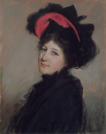 Portrait of a lady in a black hat, 1900 by Tom Roberts (1856–1931)