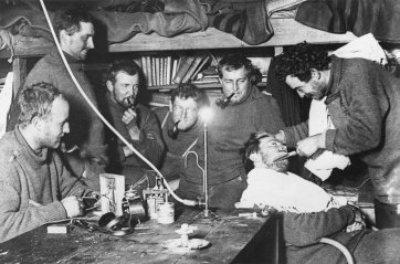 Australasian Antarctic Expedition Members: scenes inside living quarters