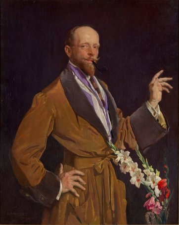 Self portrait with gladioli, 1922 by George Lambert Self portrait with gladioli, 1922 by George Lambert