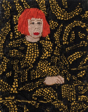 Feminist Fan #29 (Yayoi Kusama, Yayoi Kusama in Yellow Tree Furniture Room at Aich Triennale, Nagoya Japan, 2010) 2016
 by Kate Just