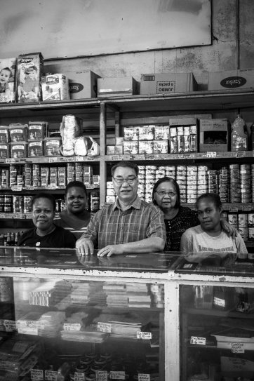 Trade store owners Michael and Justine Cheung and staff, Honiara