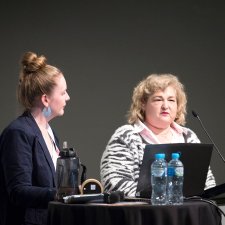 National Portrait Gallery and Access2Arts staff presenting on audio description at the Australian Museums and Galleries Association National Conference