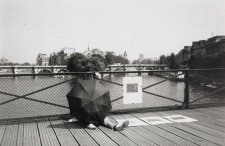 Brett Whiteley with an umbrella in Paris