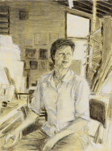 Study (a) for portrait of Helen Garner, 2003 by Jenny Sages Study (a) for portrait of Helen Garner, 2003 by Jenny Sages
