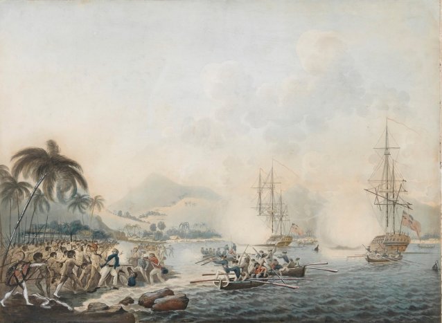 View of Owhyhee in the Sandwich Islands in the south Seas (The Death of Cook)