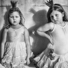 Sisters Isla and Elki role-play as princesses, 2015 by Natalie Grono