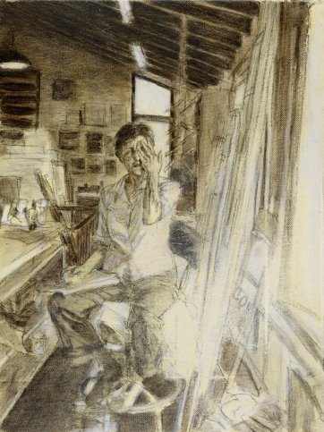 Study (d) for portrait of Helen Garner, 2003 by Jenny Sages Study (d) for portrait of Helen Garner, 2003 by Jenny Sages