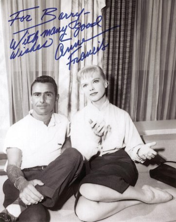 Anne Francis (Twilight Zone mannequin) and Rod Serling