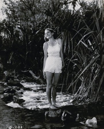 Daphne Campbell on location, Roper River, NT Film: The Overlanders, 1946