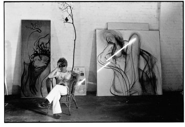 Brett Whiteley with binoculars