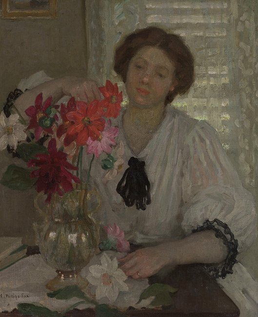 Arranging flowers, 1906