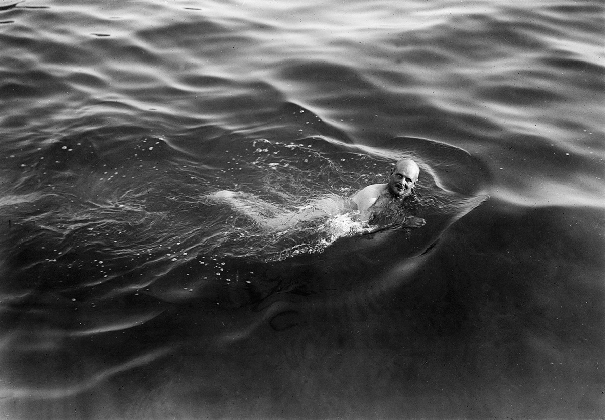 General Birdwood, the Idol of Anzac, taking a dip in the sea after a hard days work 1915