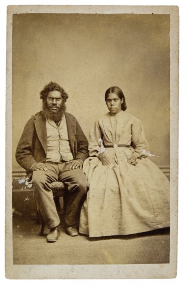 Unidentified man and woman of Poonindie Aboriginal Mission, 
South Australia
, c. 1850s 