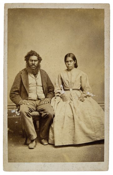 Unidentified man and woman of Poonindie Aboriginal Mission, 
South Australia
, c. 1850s 