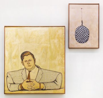 Portrait of Kym Bonython/Portrait of Mr Bonython's speedway cap, 1963-66 by John Brack Portrait of Kym Bonython/Portrait of Mr Bonython's speedway cap, 1963-66 by John Brack
