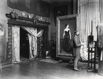Sargent in his studio at 33 boulevard Berthier, Paris, with the portrait of Madame Gautreau