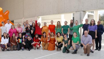 National Portrait Gallery staff creating a rainbow for WorldPride 2023