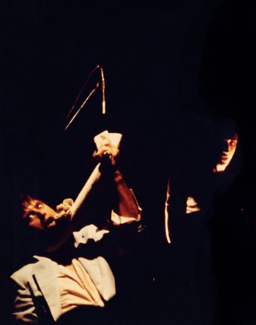 Doc Neeson and drummer Brent Eccles of The Angels performing live onstage 1981