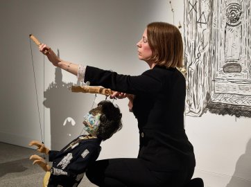 Performance still of Emily Hunt: The Grotto presented at the Art Gallery of NSW on 26 June 2024 Photo © Art Gallery of NSW, Anna Kucera and Jenni Carter