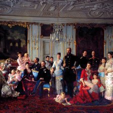 Christian IX and his family in the Garden Room at Fredensborg, 1883 by Laurits Tuxen