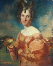 Portrait of Elizabeth Gould with a raptor, possibly a red-footed falcon (Falco vespertinus), painted in her lifetime Artist unknown