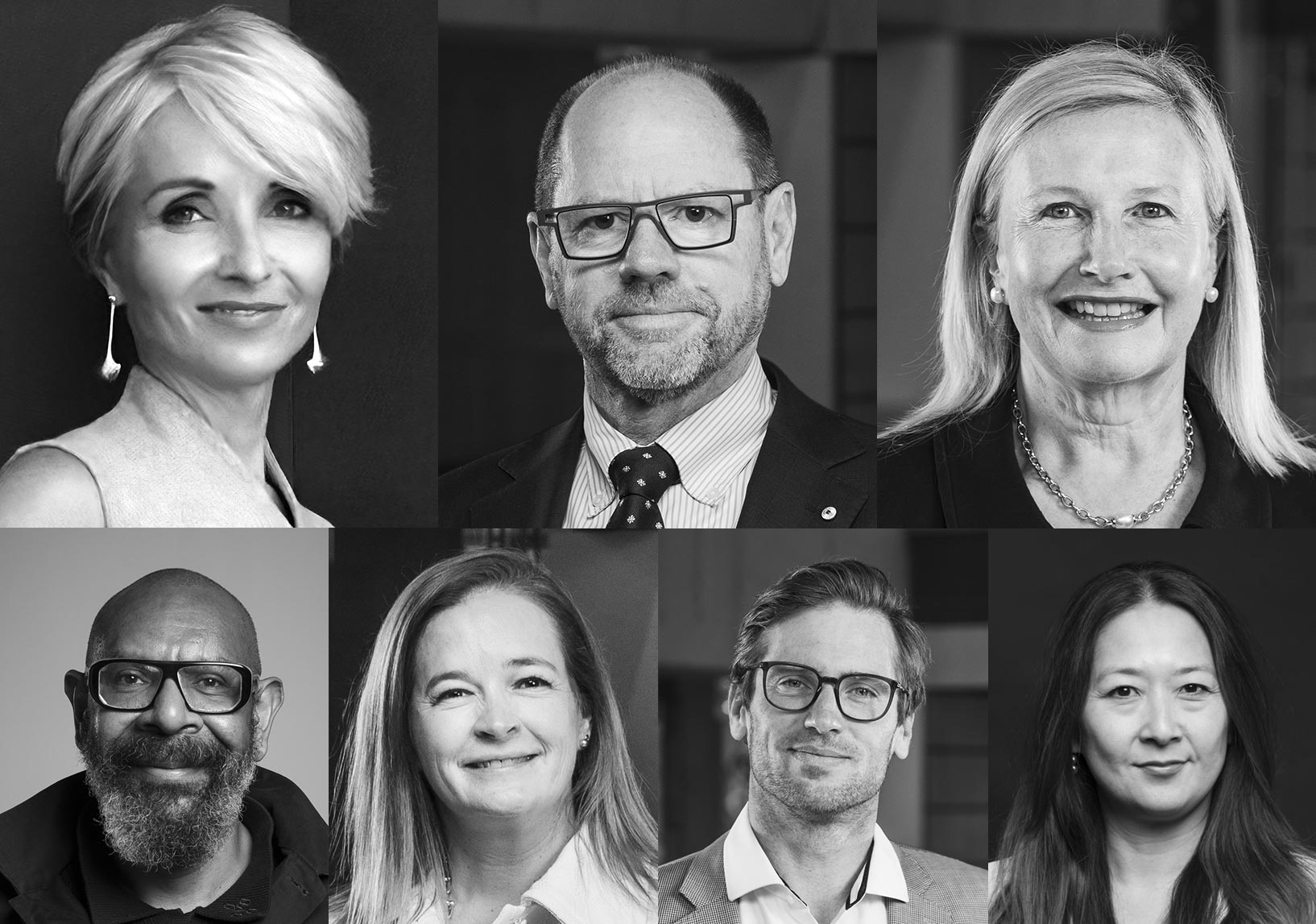 Penny Fowler AM, John Barrington AM, Sam Meers AO, Elizabeth Dibbs, Tom Mosby, Hayley Baillie, Hugo Michell, Elizabeth Pakchung, Valerie Tam