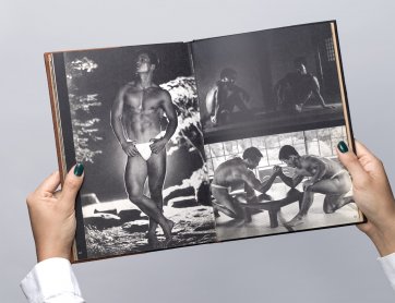 Left page: Hitoshi Kato. Right page: Shigeo Sakai (l) and Hitoshi Kato (r) – both top and bottom from Young Samurai – Bodybuilders of Japan