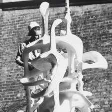 Lyndon Dadswell, with his sculpture 'Native'