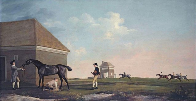 Gimcrack on Newmarket Heath, with a Trainer, a Stable-Lad, and a Jockey, 1765 by George Stubbs