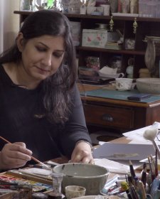 Nusra Latif Qureshi in her studio