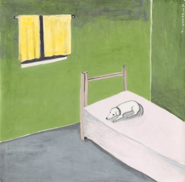 Dog on bed, 2014 by Noel McKenna