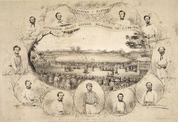 Sketch of the Victorian Eleven and the Intercolonial Cricket Ground, 1860 by Edward Gilks