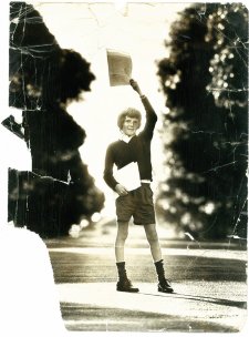 Peter Wilmoth, age 12, with copies of Our World 1974 Courtesy of the author