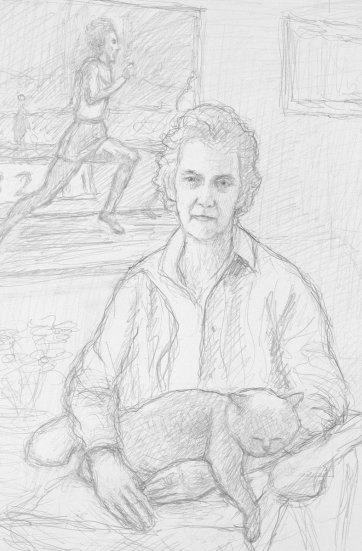 Preparatory study for Betty Cuthbert, 2002 by Andrew Daly Preparatory study for Betty Cuthbert, 2002 by Andrew Daly