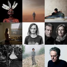 Nine square images of previous winners of the National Photographic Portrait Prize