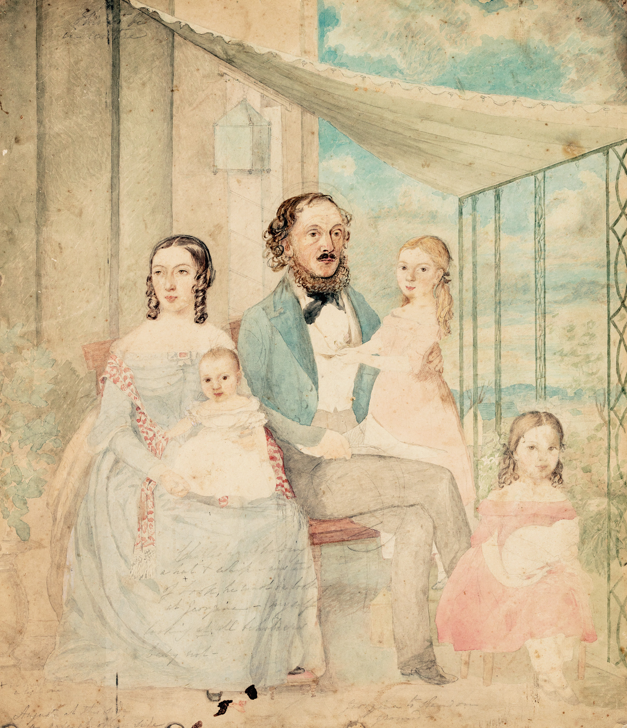 The artist and her family, c. 1854 by Martha Berkeley