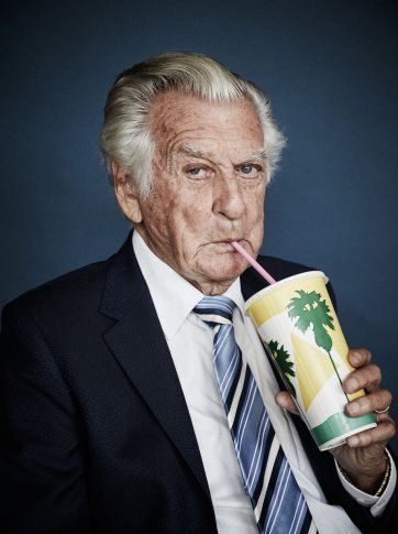 The Honourable Bob Hawke savouring a strawberry milkshake