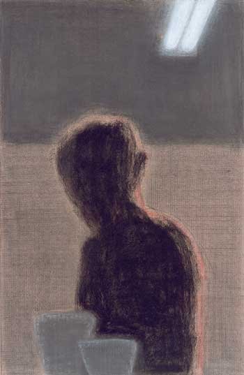 Self-portrait drawing, 1994 by Kevin Lincoln